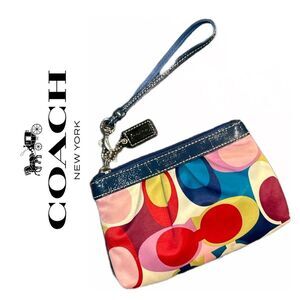 Coach Multicolor Signature‎ Satin Scarf Print Wristlet